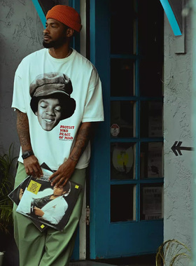 CLFC Michael Jackson迈克尔杰克逊童年双面美式长短袖白色T重磅