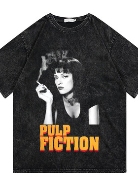 CLFC 美式复古昆汀Pulp Fiction低俗小说乌玛经典做旧短袖长袖T恤