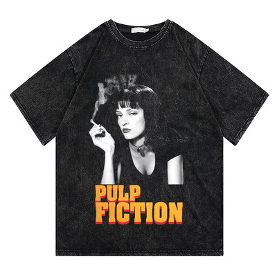 CLFC 美式复古昆汀Pulp Fiction低俗小说乌玛经典做旧短袖长袖T恤