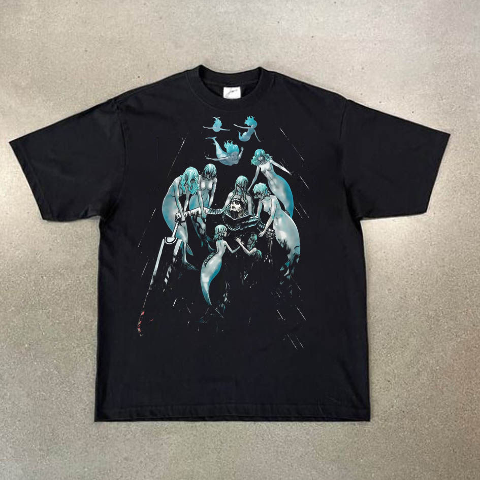 CLFC 剑风传奇Berserk人鱼拯救格斯三浦建太郎水洗短袖T恤复古VTG