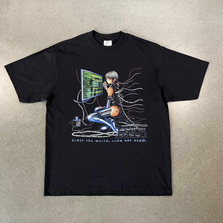 CLFC Serial Experiments Lain Anime T-Shirt做旧水洗长袖短袖T