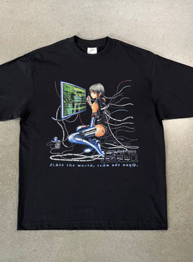 CLFC Serial Experiments Lain Anime T-Shirt做旧水洗长袖短袖T