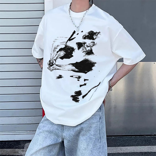 CLFC 浪客行漫画宫本武藏水墨直喷T shirt宽松百搭小领口短袖TEE