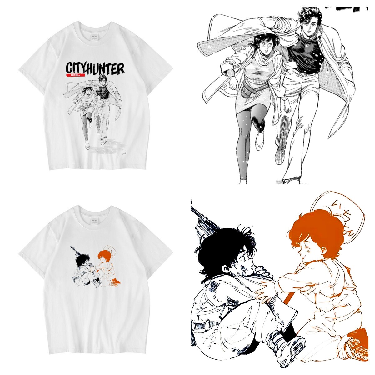 CLFC 日系动漫City Hunter城市猎人北条司男女情侣白T恤短袖长袖T