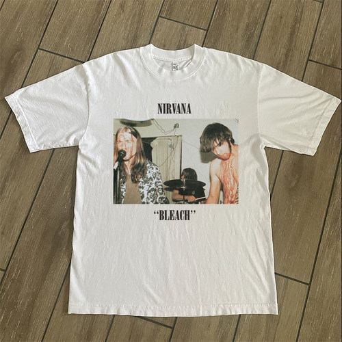 CLFC科特柯本周边NIRVANA BLEACH涅槃乐队vintage白长袖短袖T恤潮