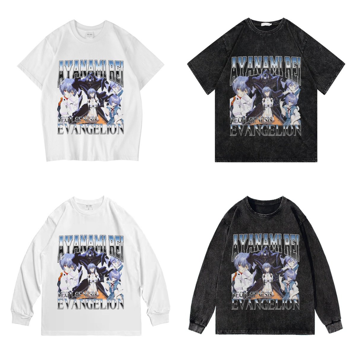 CLFC 绫波丽动漫EVA直喷t恤复古水洗做旧美式高街T短袖tee长袖T恤