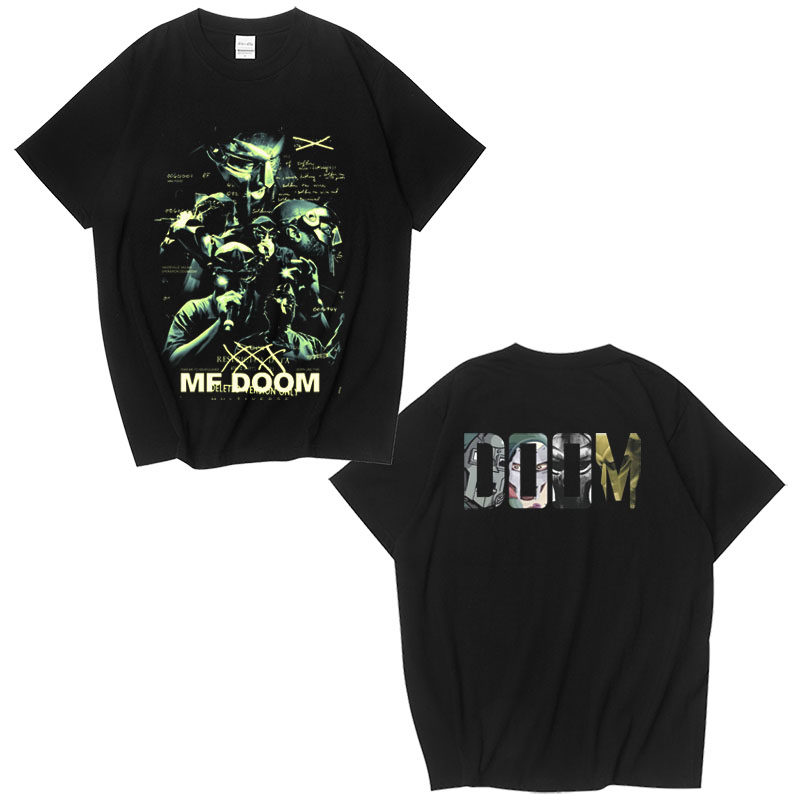 CLFC MF DOOM铁面孔铁地下嘻哈摇滚乐队说唱宽松复古长短袖T恤衫