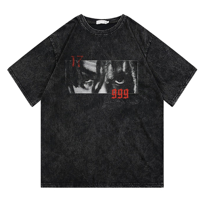 CLFC Juice WRLD 17 999水洗人像复古说唱小领口嘻哈短袖T长袖T恤