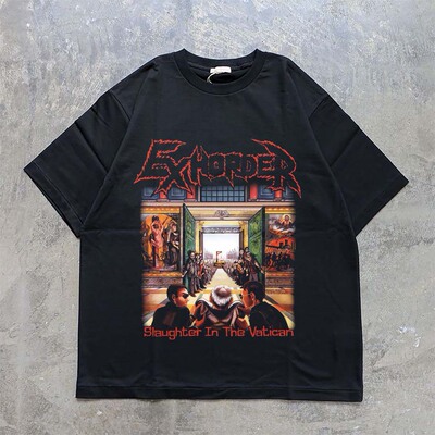 CLFC 美国乐队exhorder slaughter in the vatican rock短袖直喷T