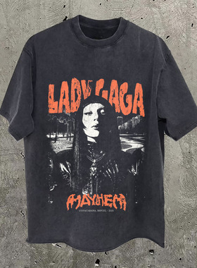 CLFC Vintage欧美潮牌LadyGaga美式高街宽松重磅复古水洗长短袖T