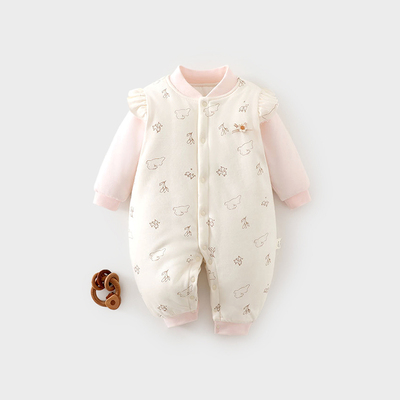女宝宝婴儿夹棉连体衣秋冬季