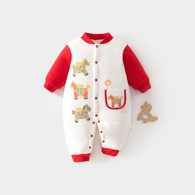 2026马年新款婴儿连体衣冬季大红拜年服婴儿衣服夹棉保暖宝宝哈衣,童装/婴儿装/亲子装,连身衣/爬服/哈衣,淘宝优惠券,粉丝福利购,淘宝优惠卷