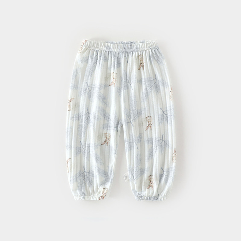 婴儿防蚊裤夏季薄款透气喇叭口束脚裤男女宝宝纯棉裤子婴儿夏装