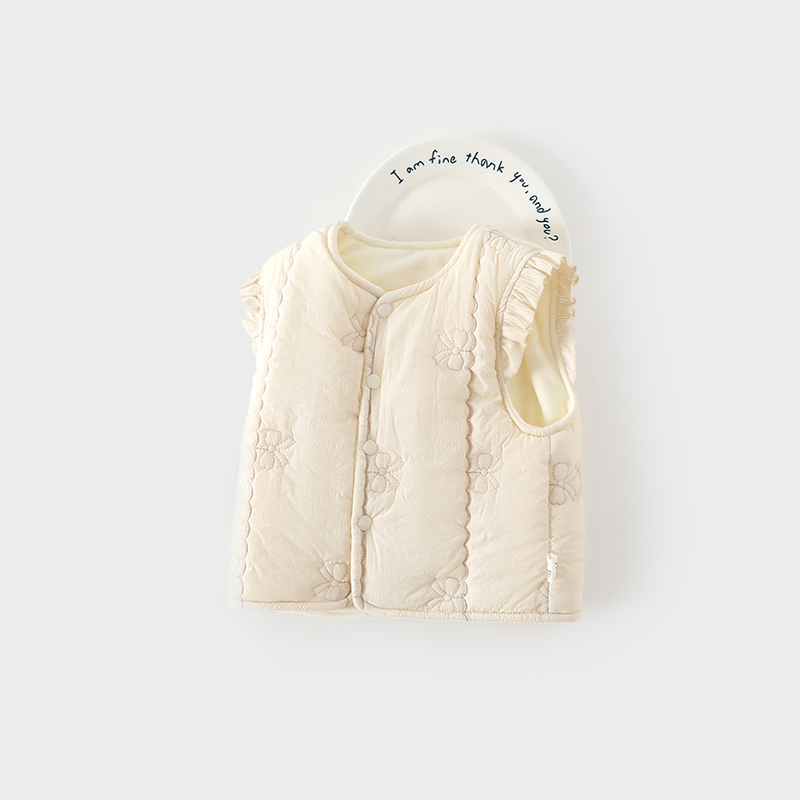 儿童马甲女宝宝120g夹棉棉服马甲秋冬季无袖加厚背心护胸保暖上衣