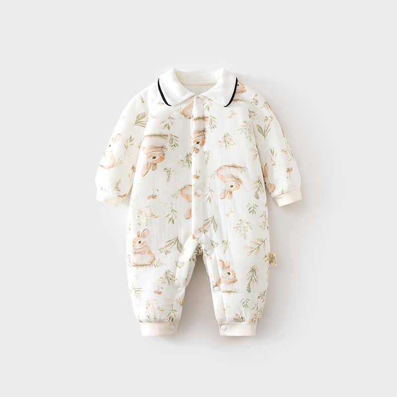 婴儿夹棉连体衣男女宝宝秋冬季