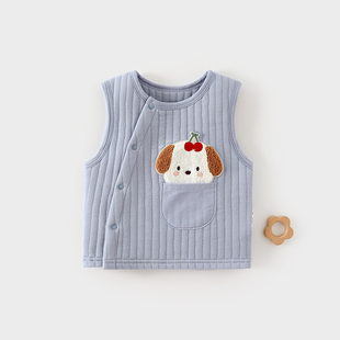 婴儿夹棉马甲春秋季薄棉保暖儿童上衣新生儿护胸坎肩早春外穿马夹