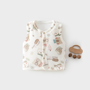 宝宝小马甲秋冬季夹棉外穿护胸背心120g加棉加厚男女儿童保暖上衣