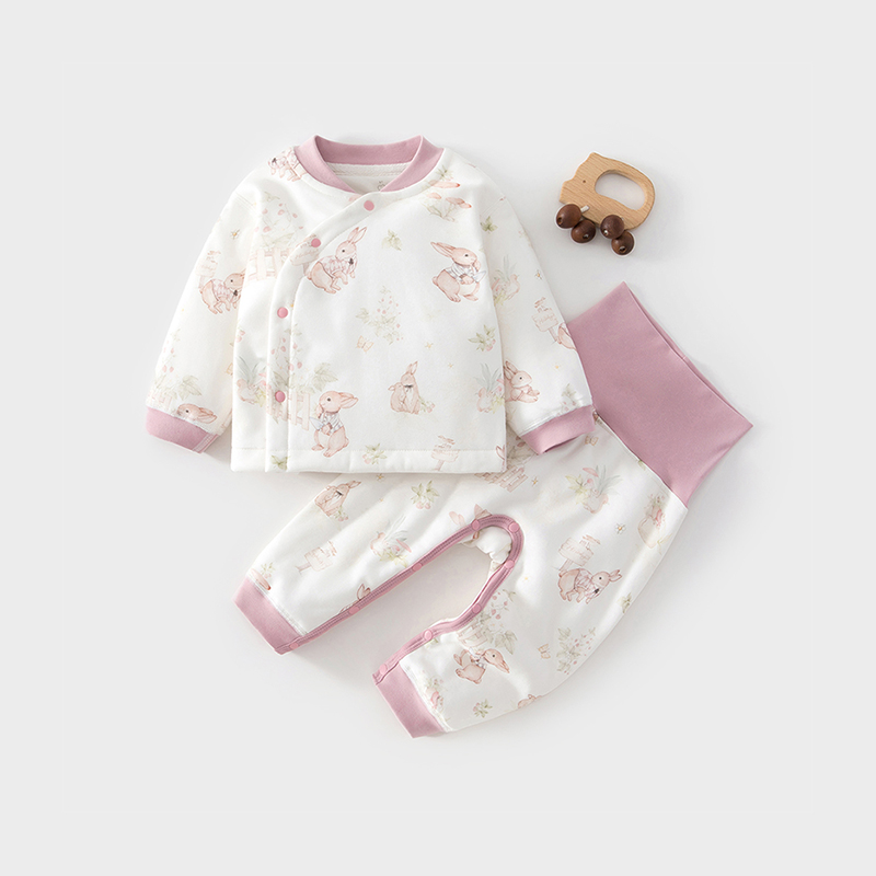 婴儿衣服80克夹棉加厚高腰套装