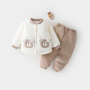 两件套洋气棉服儿童睡衣居家套装 新款 80克夹棉棉衣棉裤 男宝宝冬季