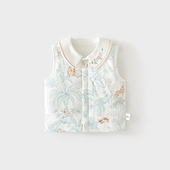 婴儿夹棉马甲60克薄棉护肚背心秋冬宝宝儿童坎肩马夹翻领保暖上衣