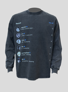 【聊天界面】高街简约设计感美式小领口打底宽松版型长袖T恤