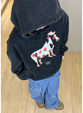 【马上星运卫衣】套头潮牌个性重磅连帽秋冬宽松百搭男女印花卫衣