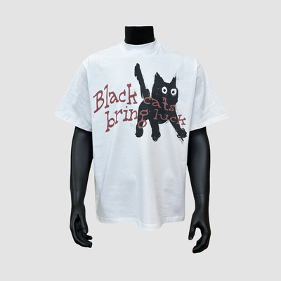 【惊吓猫咪】美式字母印花小领口宽松夏季休闲情侣T恤短袖潮流