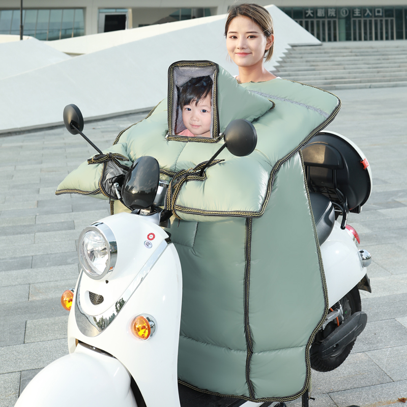 电动车挡风被冬季电瓶车加绒加厚摩托踏板挡腿挡风罩防风被亲子款