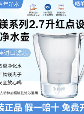 德国BWT净水壶家用倍世过滤水壶镁滤芯原装进口penguin1壶1芯2.7L