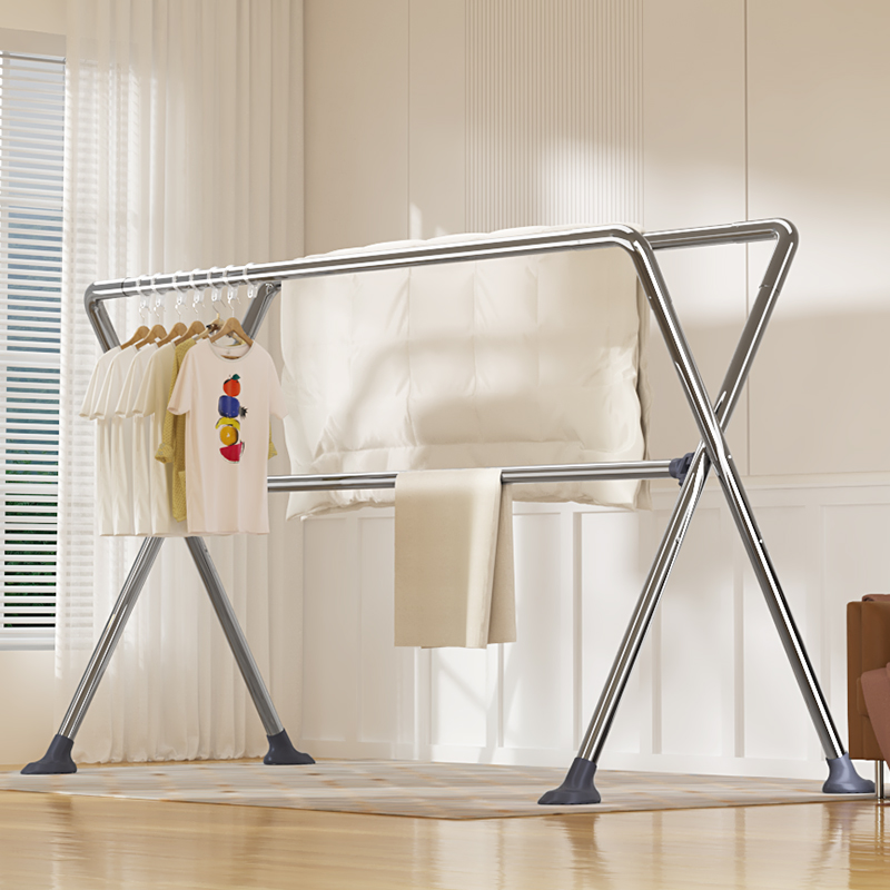 豪客家凉衣架落地不锈钢折叠衣架