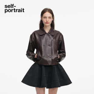 朱珠同款 深棕色短款 self 2026早春新款 绵羊皮皮衣 portrait
