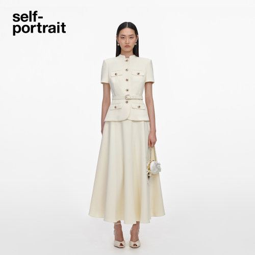 self-portrait短袖收腰连衣裙