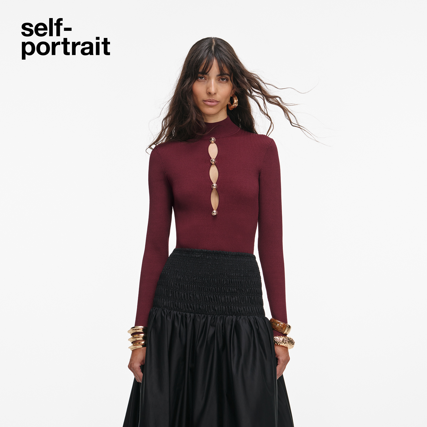 self-portrait镂空针织毛衫上衣