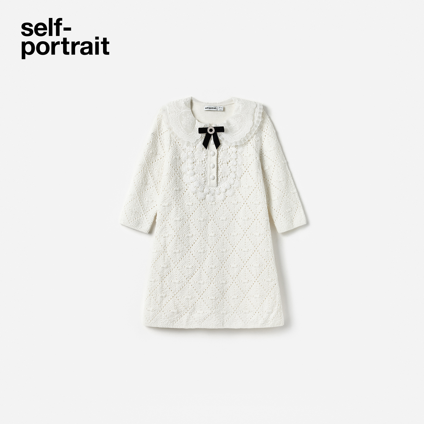 self-portrait针织长袖连衣裙