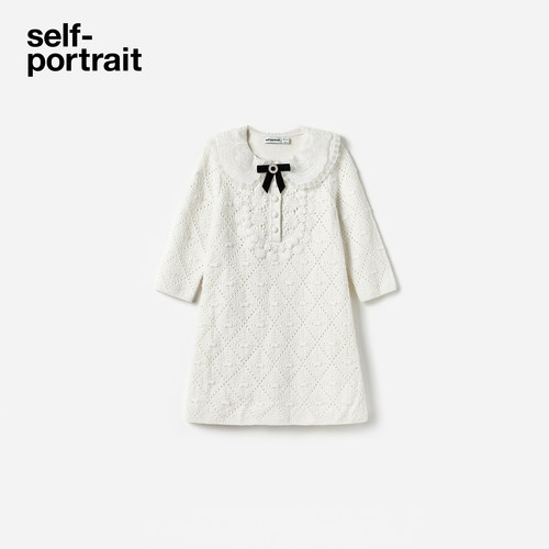 self-portrait针织长袖连衣裙