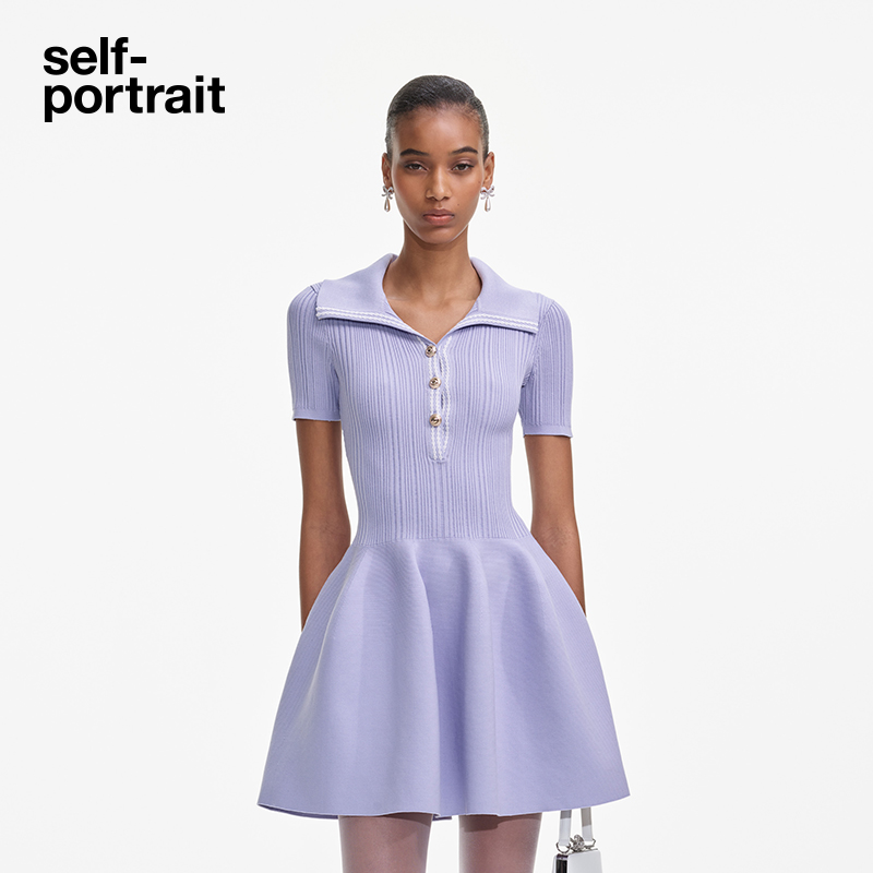 self-portrait法式针织连衣短裙