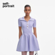 self 针织连衣裙 丁香紫色通勤简约翻领短袖 portrait 2025春夏新款