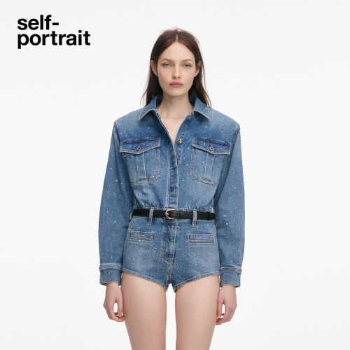 self-portrait满钻长袖连体裤