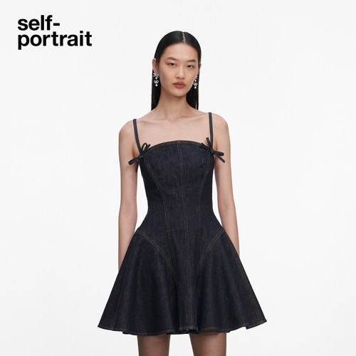 self-portrait露背牛仔连衣裙