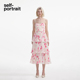 self portrait 早秋白花卉甜美吊带蛋糕连衣裙中长裙