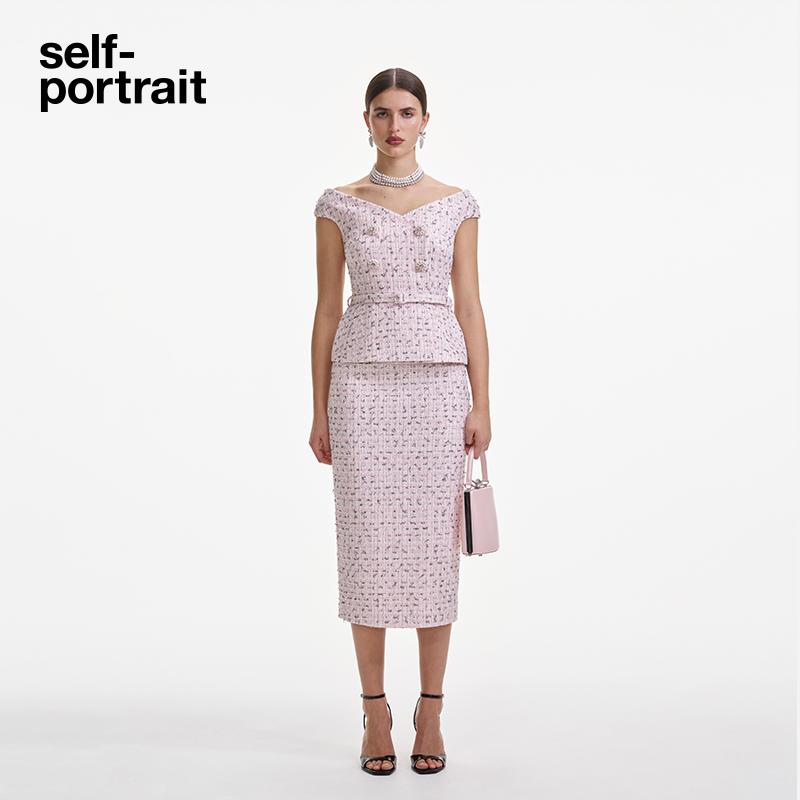 self-portrait粗花呢连衣裙