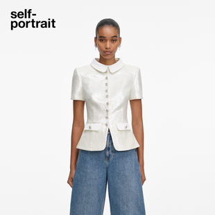 衬衫 self 纯净白亮片赫本领短袖 2026早春新款 上衣 portrait