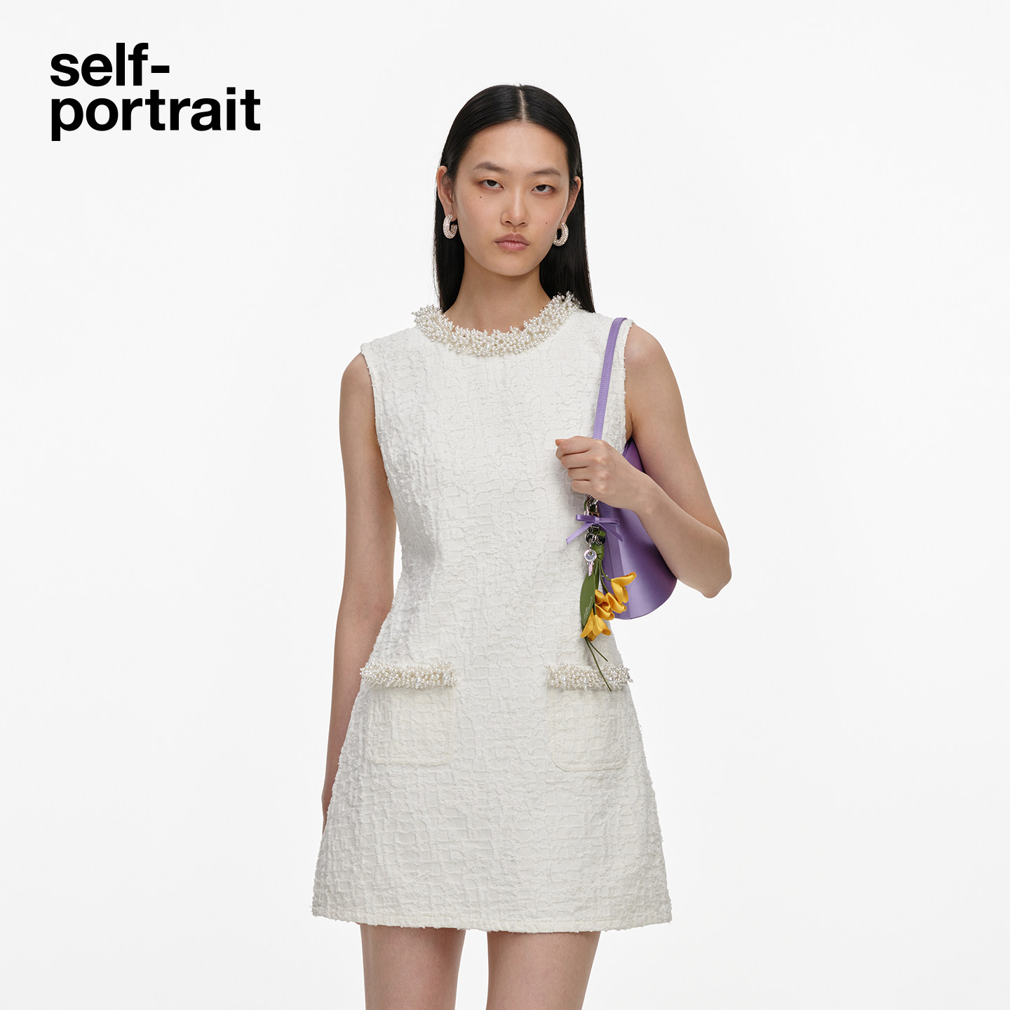self-portrait设计感牛仔连衣裙