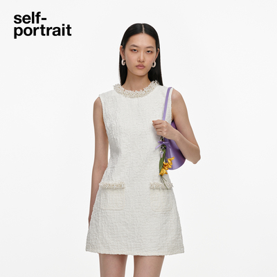 self-portrait设计感牛仔连衣裙