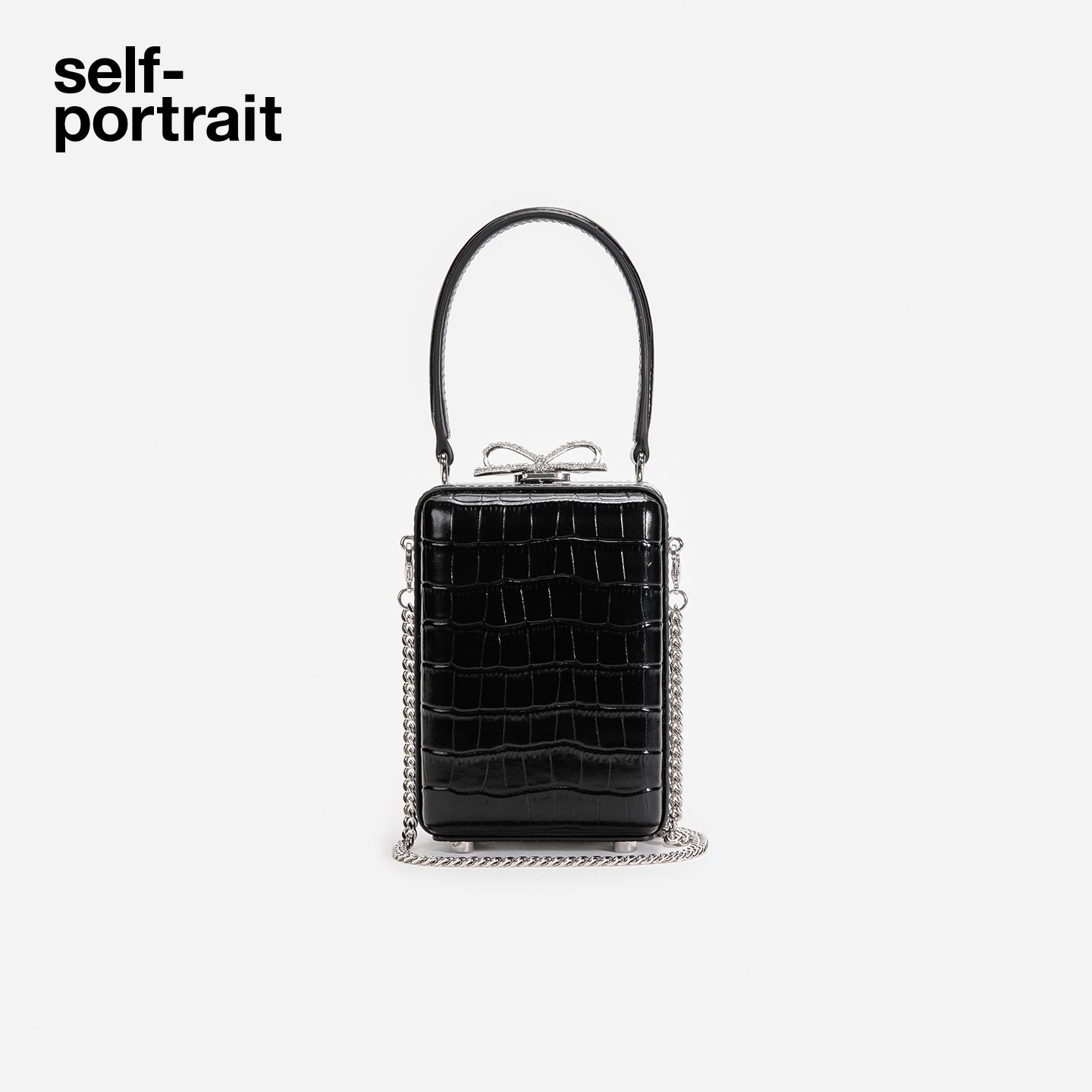 self-portrait鳄鱼纹牛皮小方包