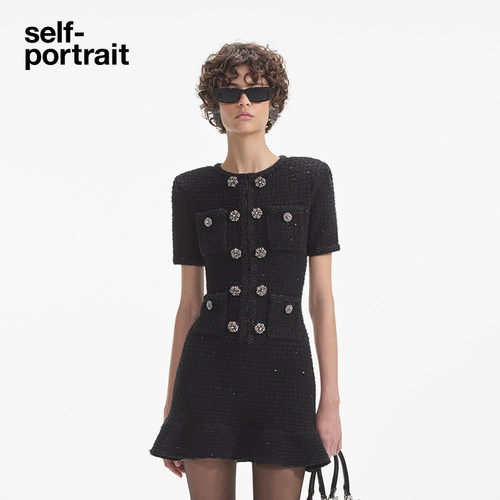 self-portrait短袖针织连衣裙