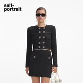 self 外套 黑小香风双排扣亮片针织开衫 portrait 秋冬经典