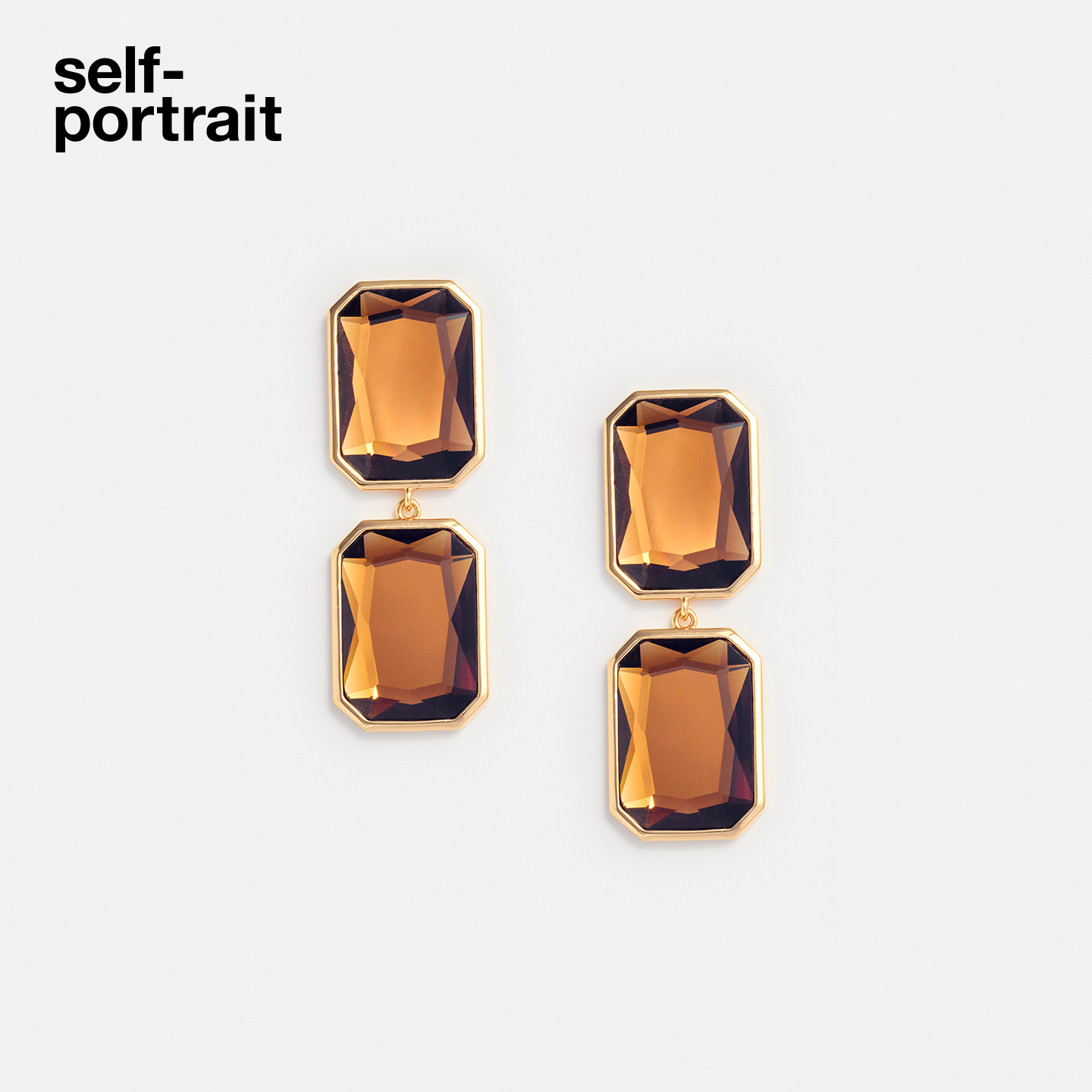 self-portrait几何水钻耳环