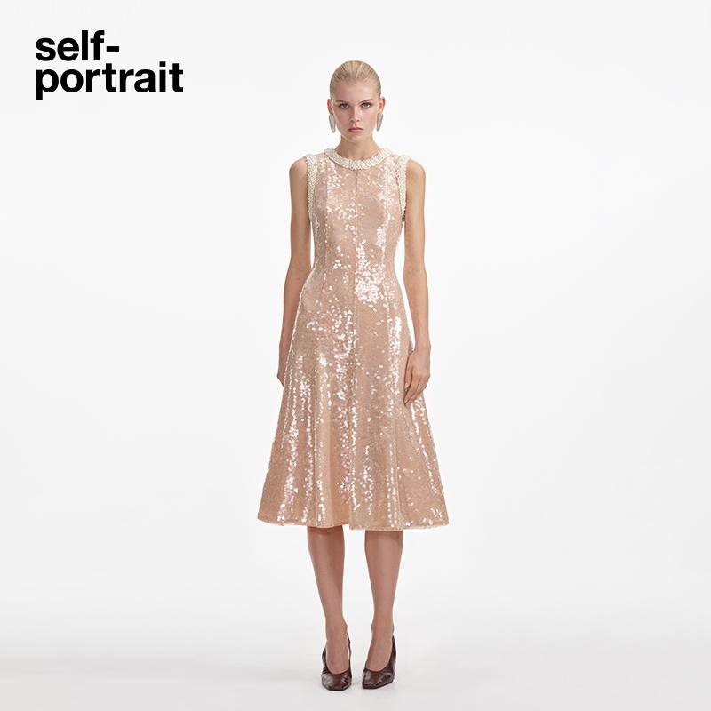 self-portrait亮片礼服连衣裙