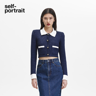 self 上衣 portrait 秋冬藏蓝色俏皮甜美学院风针织长袖